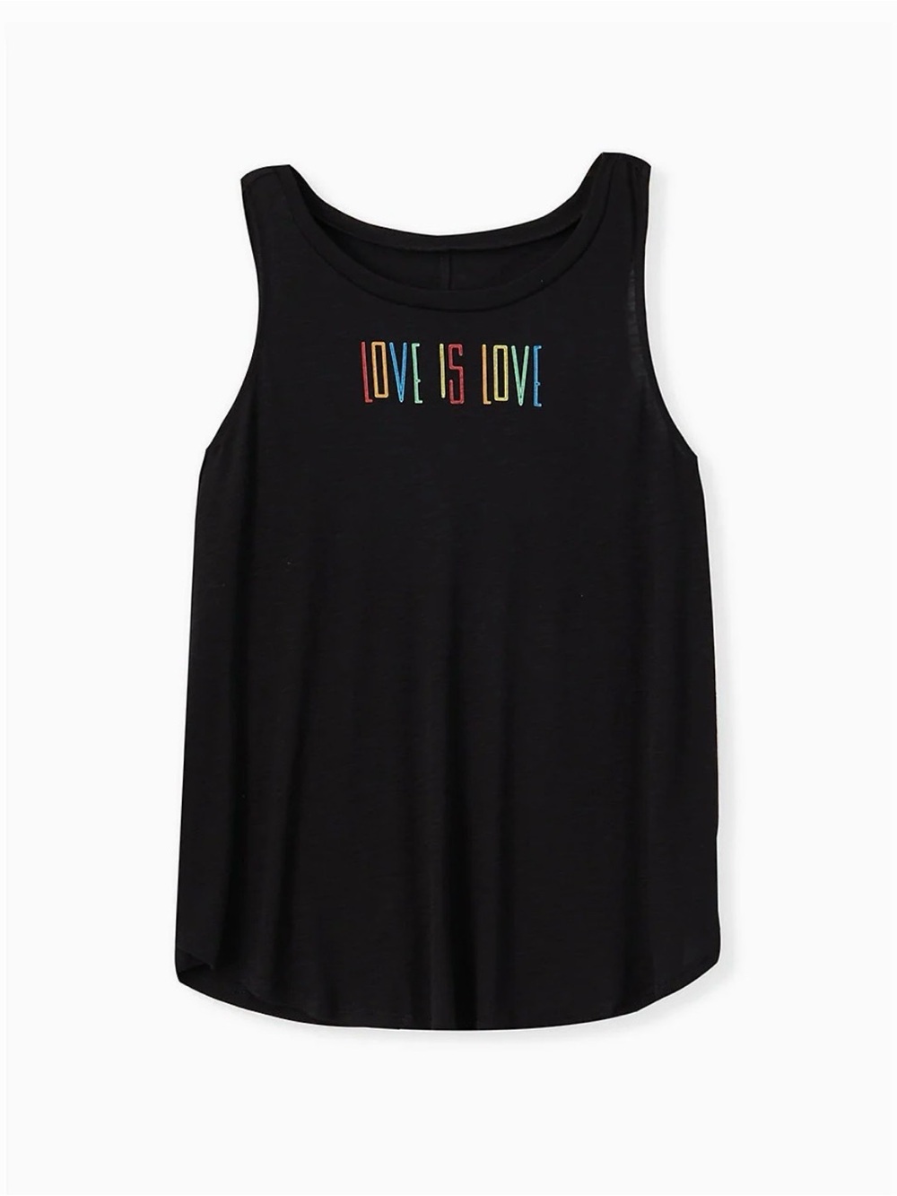 torrid Black Tank Top with Rainbow "Love Is Love" Embroidery